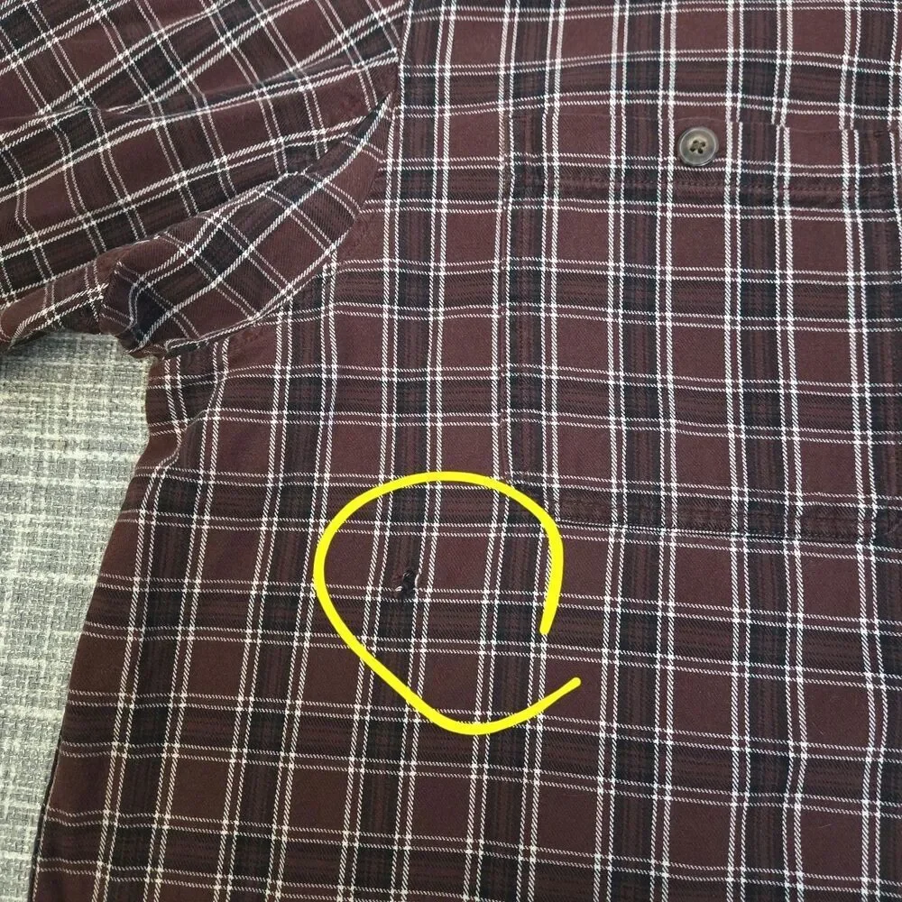 Duluth Plaid Flannel Shirt Men's 3XT Rugged Weight Outdoor Workwear Maroon/Black
